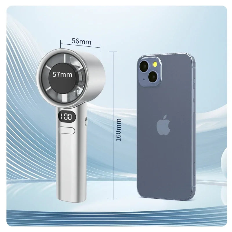 120 Gears Handheld Fan Portable 120 Wind Speed Mini Bladeless Hand Fans Rechargeable Office USB Electric Fan